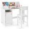 Costway Kids Study Desk with Chair, Whiteboard, Marker, Hutch, Storage Cabinet Purple/White